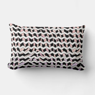 Zebra Black och Rosa Chevron Lumbarkudde