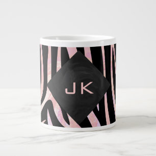 Zebra Black och Rosa Monogram Jumbo Mugg