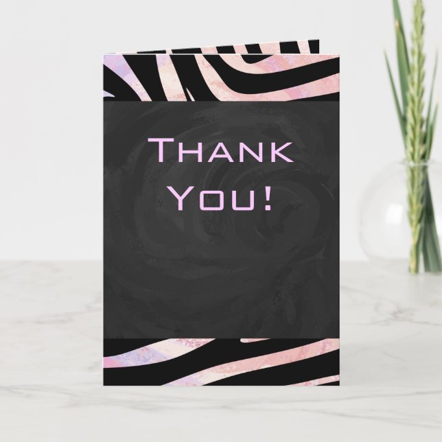Zebra Black och Rosa Monogram Kort (Framsida)