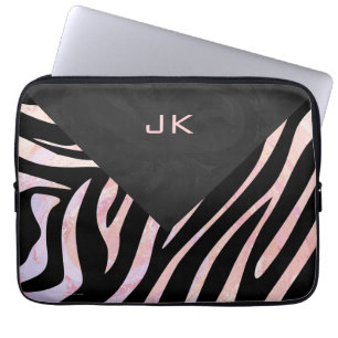 Zebra Black och Rosa Monogram Laptop Sleeve