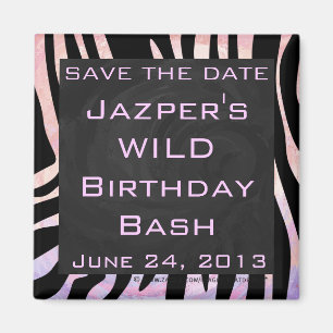 Zebra Black och Rosa Monogram Magnet