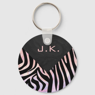 Zebra Black och Rosa Monogram Nyckelring