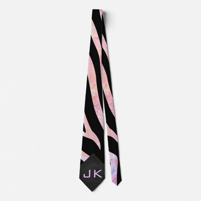 Zebra Black och Rosa Monogram Slips (Framsida)