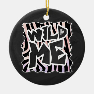 Zebra Black och Rosa Vild mig Julgransprydnad Keramik