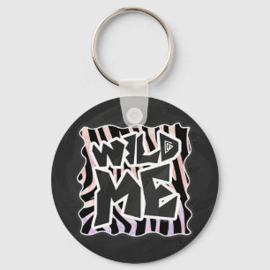 Zebra Black och Rosa Vild mig Nyckelring