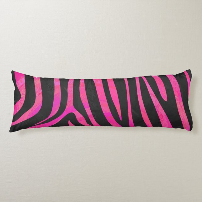 Zebra Black och Shock rosa Print Kroppskudde (Framsidan)