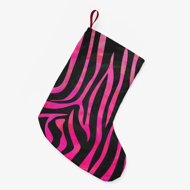 Zebra Black och Shock rosa Print Liten Julstrumpa (Framsidan (Hängande))