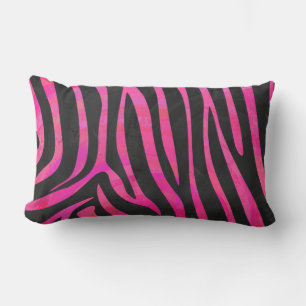 Zebra Black och Shock rosa Print Lumbarkudde