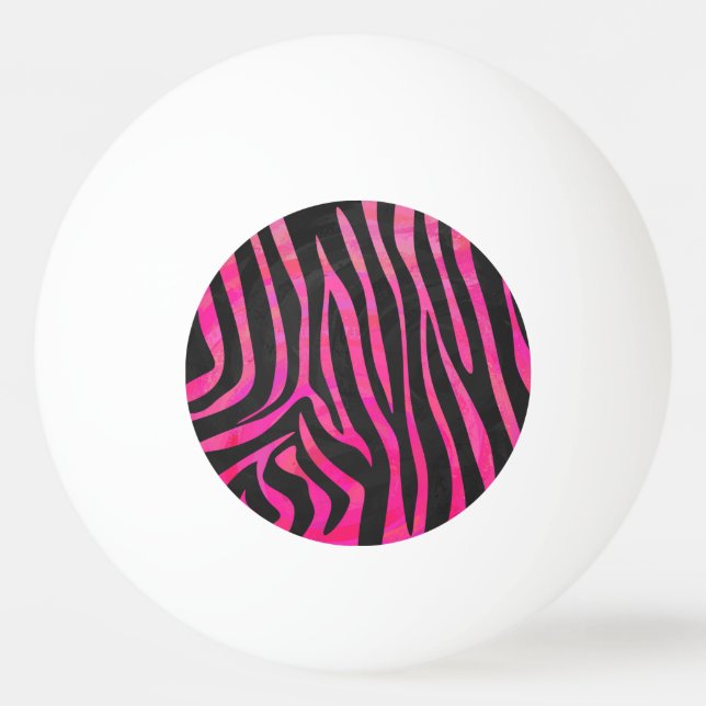 Zebra Black och Shock rosa Print Pingisboll (Framsidan)