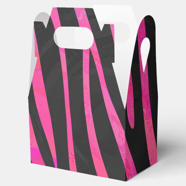 Zebra Black och Shock rosa Print Presentaskar (Öppnad)
