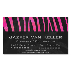 Zebra Black och Shock rosa Print Visitkortmagnet