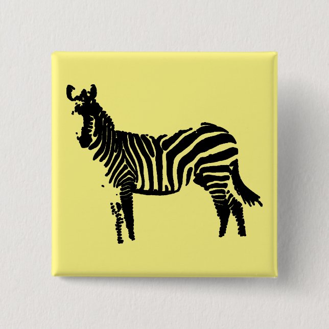 Zebra Black Silhouette Button Badge Pin Knapp (Framsida)