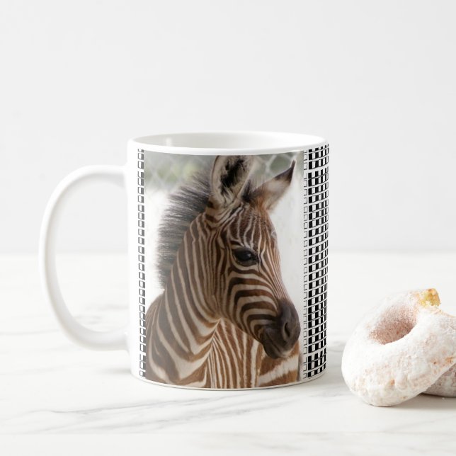 Zebra Black & White Checkered Mug Kaffemugg (Med munk)