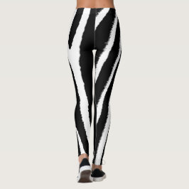 Zebra Black & White Lodrät Mönster Leggings