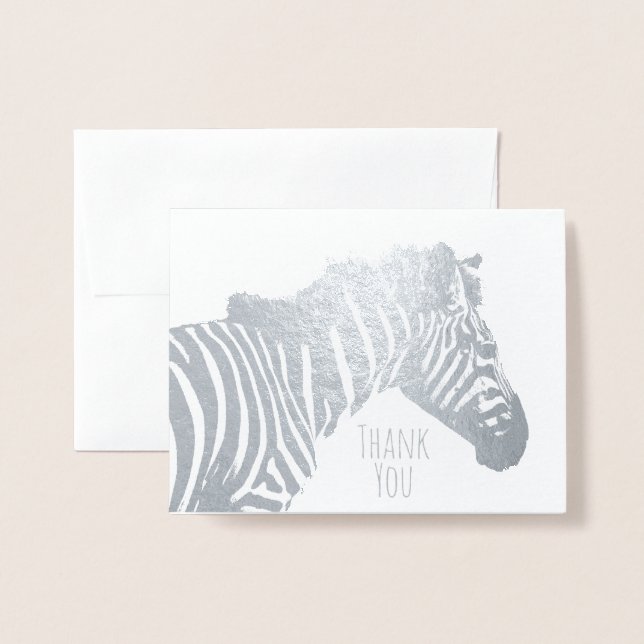 Zebra Blank Tillfällen Wildlife Silver Folierat Kort (Framsida med kuvert)