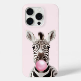 Zebra Blowing Rosa Bubble Gum Playful Art