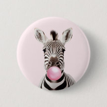 Zebra Blowing Rosa Bubble Gum Playful Digital Art