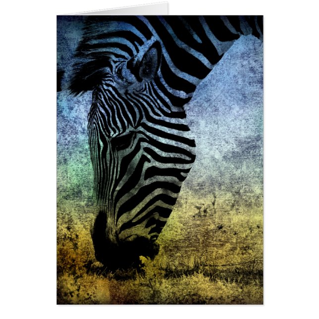 Zebra Blue och Grönt Grunge Hälsningskort (Framsidan)