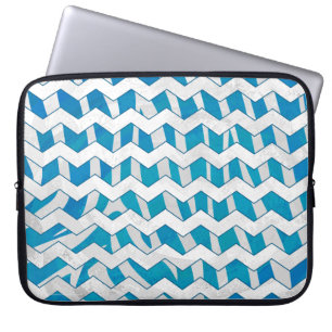 Zebra Blue och White Chevron Laptop Fodral