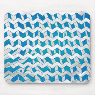 Zebra Blue och White Chevron Musmatta