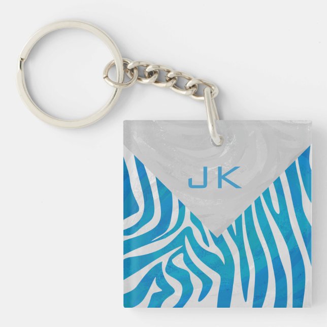 Zebra Blue och White med Monogram (Framsidan)