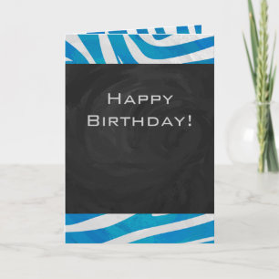 Zebra Blue och White med Monogram Kort