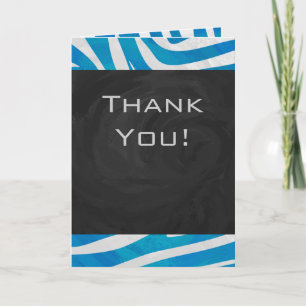 Zebra Blue och White med Monogram Kort
