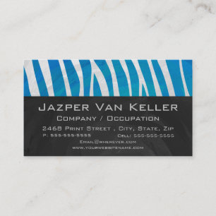 Zebra Blue och White med Monogram Visitkort