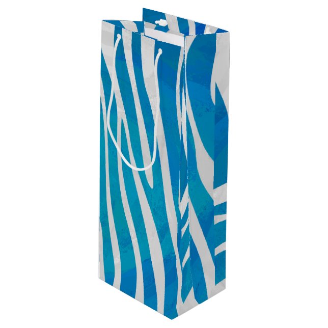 Zebra Blue och White Print (Framsidan Vinklad)
