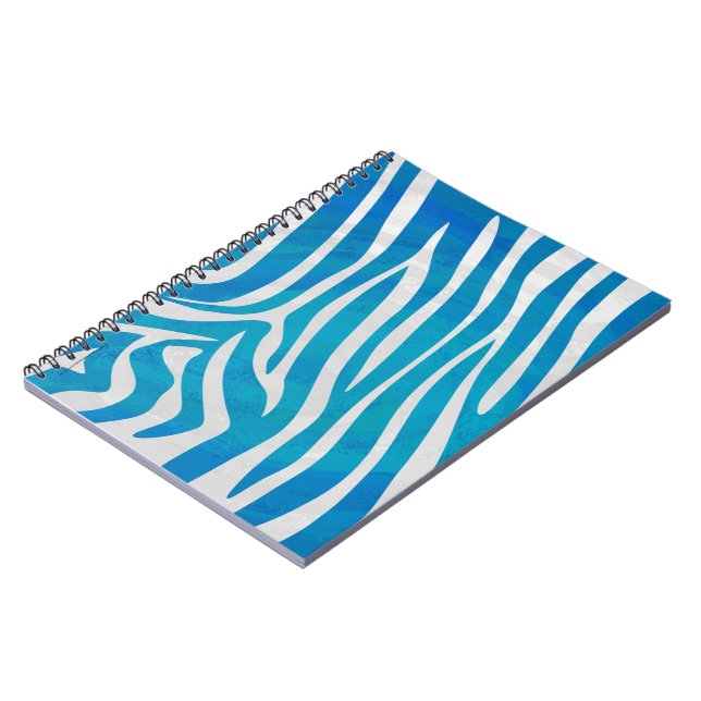 Zebra Blue och White Print Anteckningsbok (Vänstra Sidan)