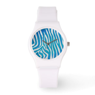 Zebra Blue och White Print Armbandsur