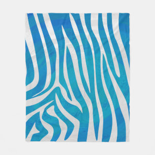 Zebra Blue och White Print Fleecefilt