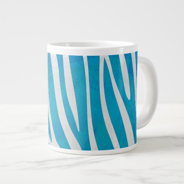 Zebra Blue och White Print Jumbo Mugg (Framsida höger)