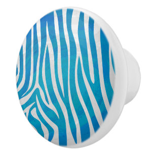 Zebra Blue och White Print Knopp
