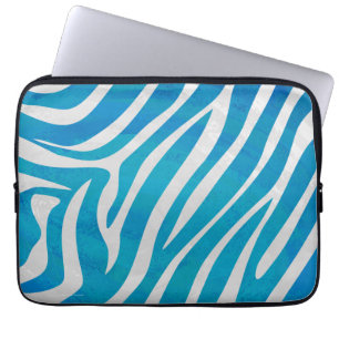 Zebra Blue och White Print Laptop Sleeve