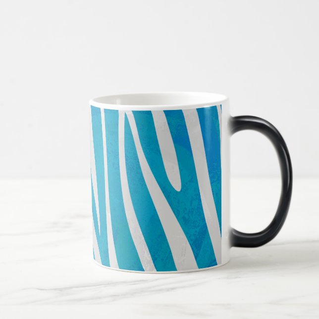 Zebra Blue och White Print Magisk Mugg (Höger)