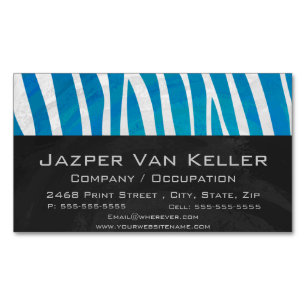 Zebra Blue och White Print Magnetiska Visitkort