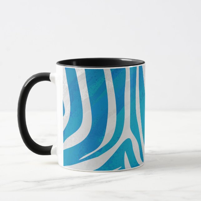 Zebra Blue och White Print Mugg (Vänster)