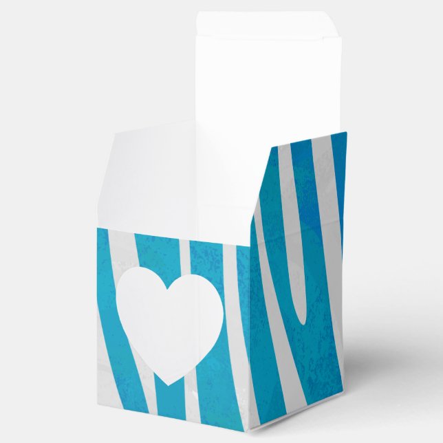 Zebra Blue och White Print Presentaskar (Öppnad)