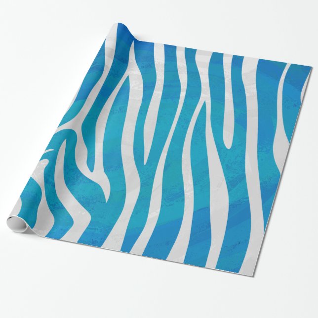 Zebra Blue och White Print Presentpapper (Utrullad)