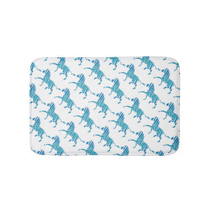 Zebra Blue och White Silhouette Badrumsmatta