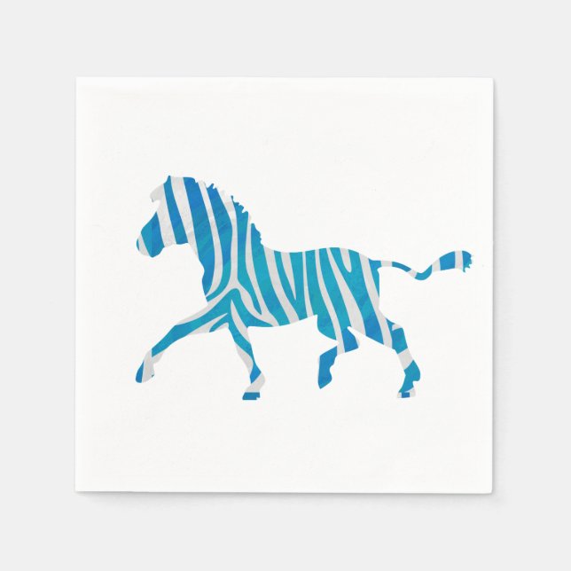 Zebra Blue och White Silhouette Pappersservett (Framsidan)