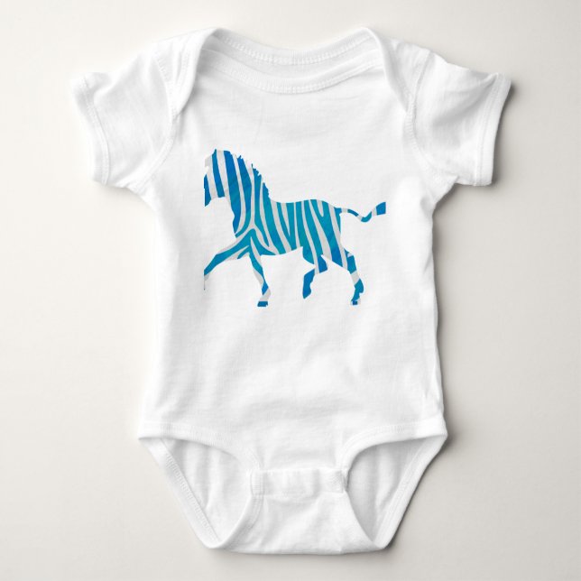 Zebra Blue och White Silhouette T-shirt (Framsida)