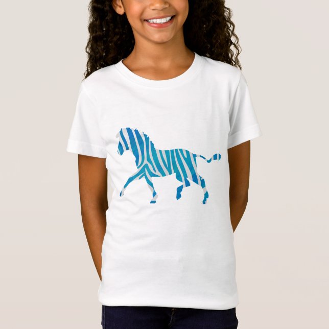 Zebra Blue och White Silhouette T-shirt (Framsida)