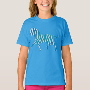 Zebra Blue och White Silhouette T-shirt