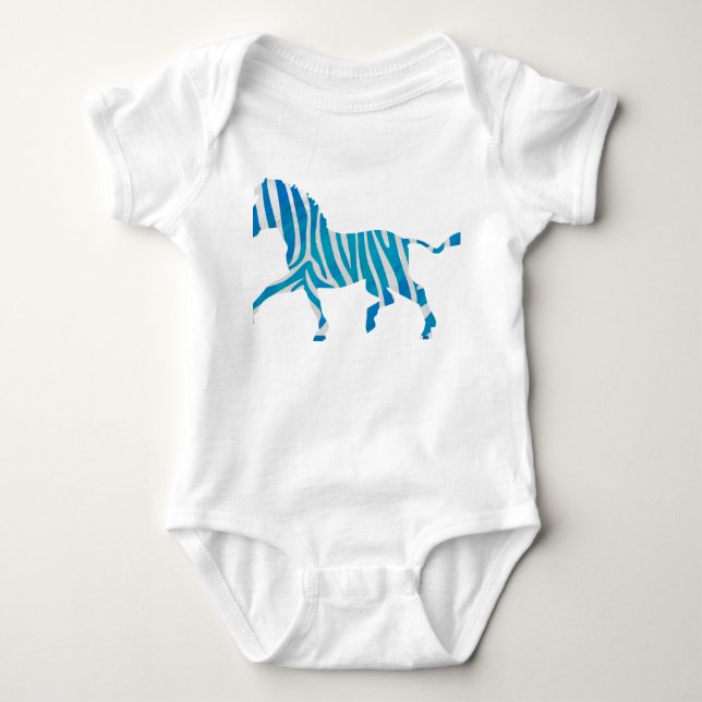 Zebra Blue och White Silhouette Tröja (Framsida)