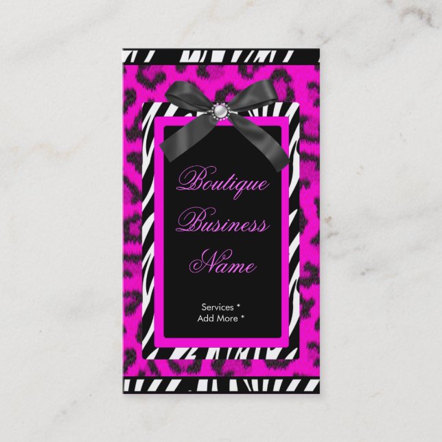 Zebra Boutique-märke het rosa Leopard Visitkort (Framsida)