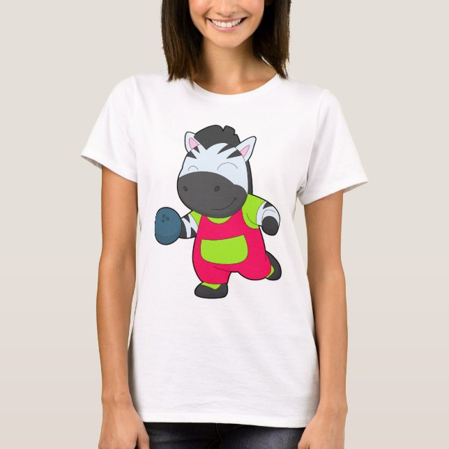 Zebra Bowling Bowlings boll Sport T Shirt (Framsida)