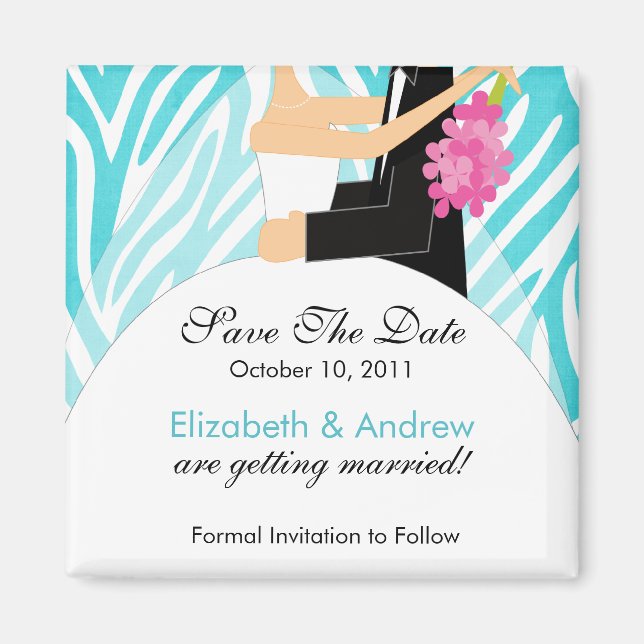 Zebra Bride Groom Spara datum magneter (Framsidan)