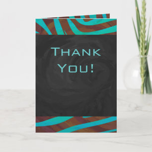 Zebra Brown och Teal med Monogram Kort